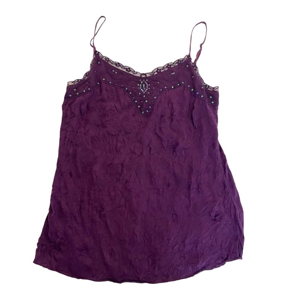 Xhilaration Purple Embellished Satin Cami Tank Top